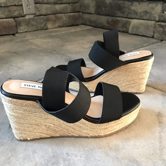 NWOT Steve Madden espadrille wedges black 8 9.5 - Picture 2 of 16
